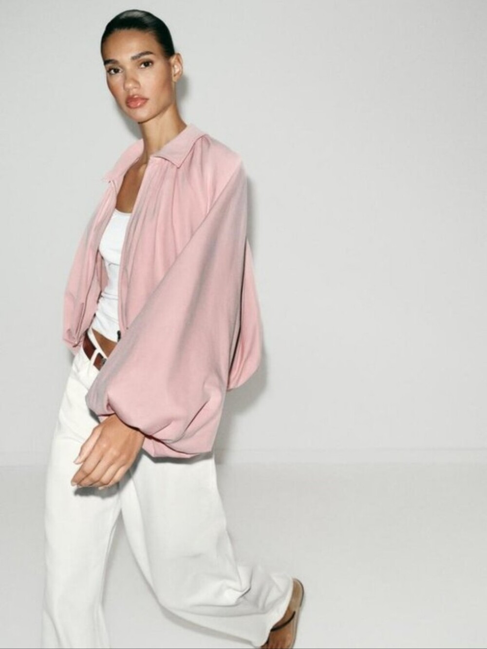 ZARA PUFF SLEEVE BOMBER JACKET SIZE M - Picture 15 of 16